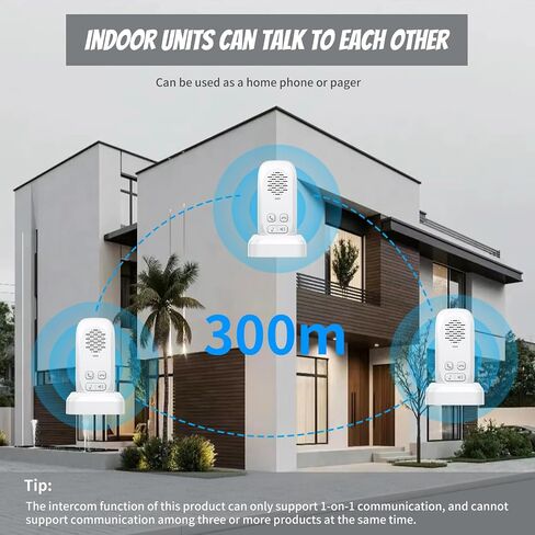 Wireless Intercom Doorbell,1000ft Range Doorbells for Home,Intercom 4 Volume Levels,Rechargeable Battery,Waterproof,Two-Way Communication System for Home Classroom (White) in Saudi Arabia
