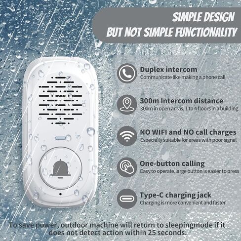 Wireless Intercom Doorbell,1000ft Range Doorbells for Home,Intercom 4 Volume Levels,Rechargeable Battery,Waterproof,Two-Way Communication System for Home Classroom (White) in Saudi Arabia