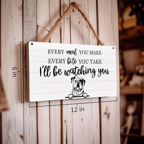 huester American Bulldog Dog Wood Plaque Sign, Bulldog Decor, Bulldog Gifts, Dog Signs for Home Decor, Dog Decorations for the Home, Every Meal You Make Dog Wall Hanging Decor, 12x6 inches in Kuwait