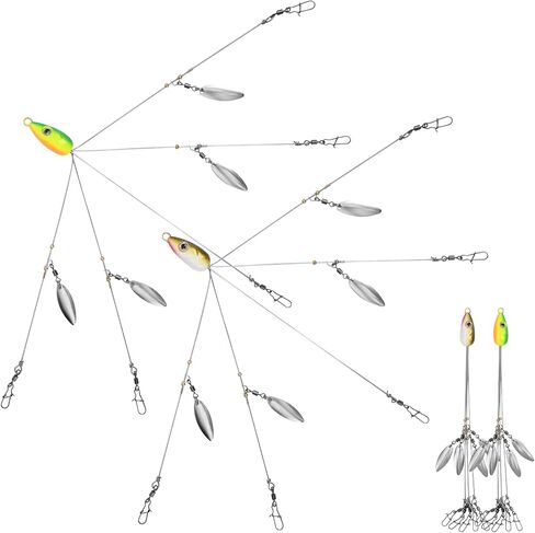 Goture Alabama Umbrella Rig Fishing Rigs for Bass Striper Fishing 5 Arms Alabama Rig Swimbaits with 4/8/12 Willow Blades Fishing Umbrella for Trout Perch Walleye Freshwater/Saltwater in Saudi Arabia
