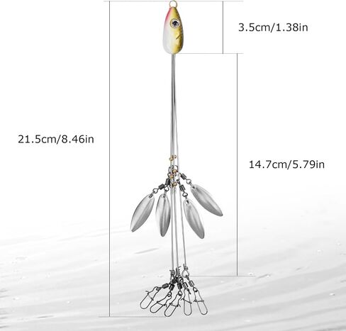 Goture Alabama Umbrella Rig Fishing Rigs for Bass Striper Fishing 5 Arms Alabama Rig Swimbaits with 4/8/12 Willow Blades Fishing Umbrella for Trout Perch Walleye Freshwater/Saltwater in Saudi Arabia
