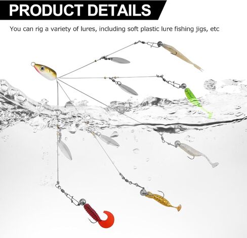 Goture Alabama Umbrella Rig Fishing Rigs for Bass Striper Fishing 5 Arms Alabama Rig Swimbaits with 4/8/12 Willow Blades Fishing Umbrella for Trout Perch Walleye Freshwater/Saltwater in Saudi Arabia