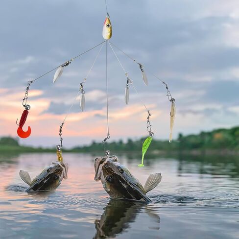 Goture Alabama Umbrella Rig Fishing Rigs for Bass Striper Fishing 5 Arms Alabama Rig Swimbaits with 4/8/12 Willow Blades Fishing Umbrella for Trout Perch Walleye Freshwater/Saltwater in Saudi Arabia