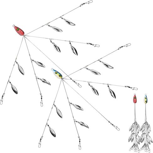 Goture Alabama Umbrella Rig Fishing Rigs for Bass Striper Fishing 5 Arms Alabama Rig Swimbaits with 4/8/12 Willow Blades Fishing Umbrella for Trout Perch Walleye Freshwater/Saltwater in Saudi Arabia