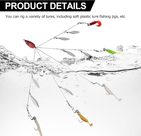 Goture Alabama Umbrella Rig Fishing Rigs for Bass Striper Fishing 5 Arms Alabama Rig Swimbaits with 4/8/12 Willow Blades Fishing Umbrella for Trout Perch Walleye Freshwater/Saltwater in Saudi Arabia