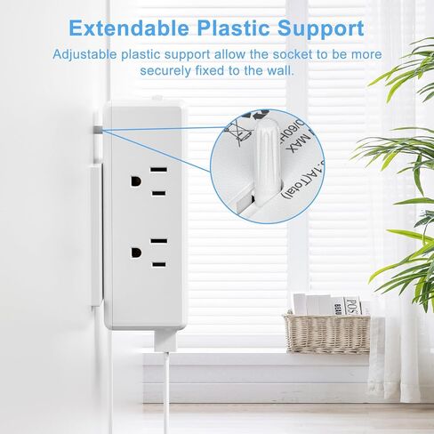 موسع ذو 6 منافذ مع مفتاح و3 منافذ USB (شحن سريع 3.1 أمبير) - واقي من زيادة التيار متباعد على نطاق واسع لمساكن الطلبة الجامعيين والسفر واستخدام المنزل/المكتب in Kuwait
