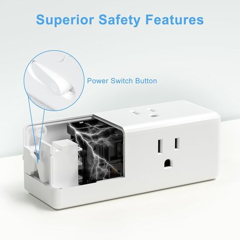 موسع ذو 6 منافذ مع مفتاح و3 منافذ USB (شحن سريع 3.1 أمبير) - واقي من زيادة التيار متباعد على نطاق واسع لمساكن الطلبة الجامعيين والسفر واستخدام المنزل/المكتب in Kuwait