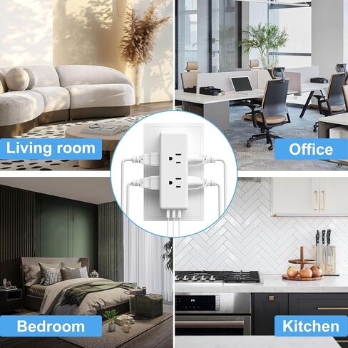 موسع ذو 6 منافذ مع مفتاح و3 منافذ USB (شحن سريع 3.1 أمبير) - واقي من زيادة التيار متباعد على نطاق واسع لمساكن الطلبة الجامعيين والسفر واستخدام المنزل/المكتب in Kuwait