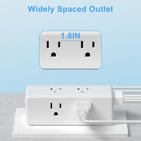 موسع ذو 6 منافذ مع مفتاح و3 منافذ USB (شحن سريع 3.1 أمبير) - واقي من زيادة التيار متباعد على نطاق واسع لمساكن الطلبة الجامعيين والسفر واستخدام المنزل/المكتب in Kuwait