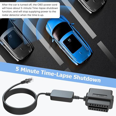 كابل كاشف الرادار obd، كابل شاحن كاشف الرادار obdii، محول كاشف الرادار، سلك الطاقة obdii المتوافق مع Escort max 360 passport unide r1/r3beltronics radenso xp وما إلى ذلك كاشف الرادار-rj11 in Kuwait