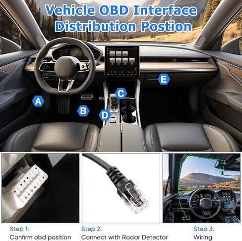 كابل كاشف الرادار obd، كابل شاحن كاشف الرادار obdii، محول كاشف الرادار، سلك الطاقة obdii المتوافق مع Escort max 360 passport unide r1/r3beltronics radenso xp وما إلى ذلك كاشف الرادار-rj11 in Kuwait