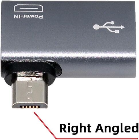 cablecc Micro USB 2.0 to USB Standard Type-A Female OTG Host Adapter Left Angled 90 Degree with Micro USB Power for Phone Tablet in Kuwait