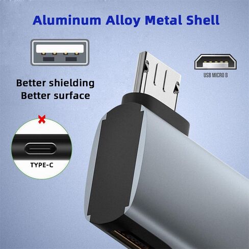 cablecc Micro USB 2.0 to USB Standard Type-A Female OTG Host Adapter Left Angled 90 Degree with Micro USB Power for Phone Tablet in Kuwait