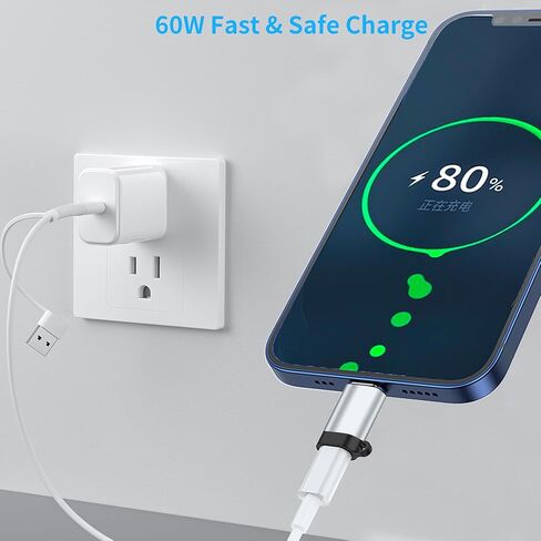 USB C to Lightning Adapter, Lightning Female to USB C Male Adapter, PD Fast Charging and Data Transfer, Suitable for iPhone 15/15 Plus/15 Pro/15 Pro Max, iPad Air, Other Type C Devices, 2pack，Black in Kuwait