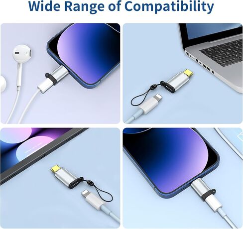 USB C to Lightning Adapter, Lightning Female to USB C Male Adapter, PD Fast Charging and Data Transfer, Suitable for iPhone 15/15 Plus/15 Pro/15 Pro Max, iPad Air, Other Type C Devices, 2pack，Black in Kuwait