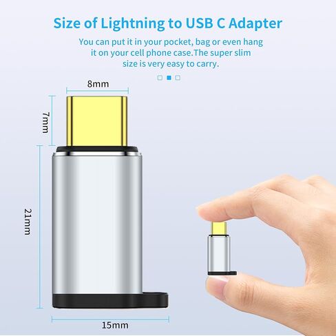 USB C to Lightning Adapter, Lightning Female to USB C Male Adapter, PD Fast Charging and Data Transfer, Suitable for iPhone 15/15 Plus/15 Pro/15 Pro Max, iPad Air, Other Type C Devices, 2pack，Black in Kuwait