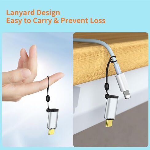 USB C to Lightning Adapter, Lightning Female to USB C Male Adapter, PD Fast Charging and Data Transfer, Suitable for iPhone 15/15 Plus/15 Pro/15 Pro Max, iPad Air, Other Type C Devices, 2pack，Black in Kuwait