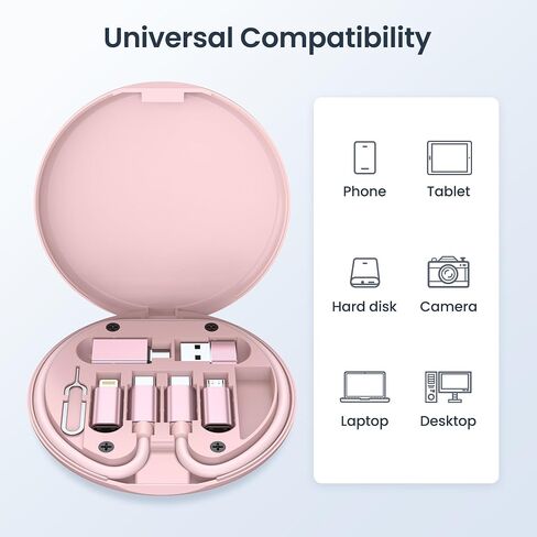 طقم محول شحن USB Elebase، محول USB إلى USBC، من النوع C إلى USB 3.0 OTG Light/ning Micro Multi Portable Converter Case مع كابل شاحن 1Ft 100W لهاتف iPhone 16 15 Max Pro، Samsung Galaxy S24 Plus in Saudi Arabia