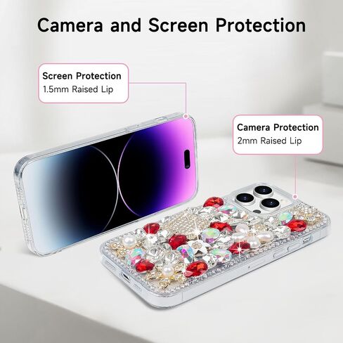 Losin Compatible with iPhone 16 Plus Bling Case for Women Girls Cute Luxury 3D Glitter Diamond Crystal Rhinestone Sparkle Shiny Gemstone Perfume Bottle and Flower Cover Soft TPU Bumper, Pink in Saudi Arabia