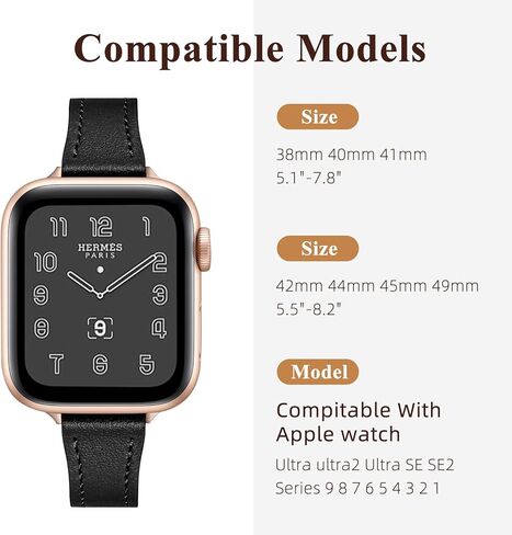 حزام WJK متوافق مع أساور ساعة Apple للنساء 40 مم 41 مم 42 مم 44 مم 45 مم 46 مم 38 مم SE 49 مم، حزام جلدي رفيع متوافق مع أساور iWatch للنساء سلسلة Ultra 2 10 9 8 7 6 5 4 3 2 1 in Kuwait