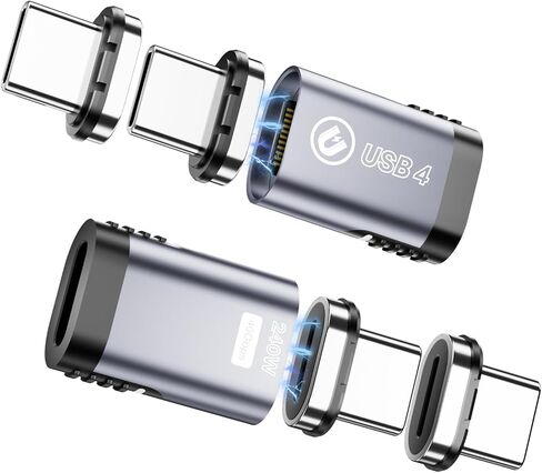 USB C Magnetic Adapter, 240W Straight Angle Magnetic USB-C Adapter 24 Pins with USB4 40Gbps 8K 60Hz for Thunderbolt 3/4, MacBook Pro/Air, PS5 PSVR2, Swtich and More Type C Devices(2 Pack) in Saudi Arabia
