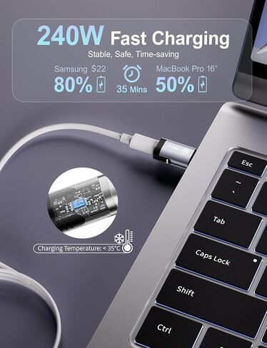 USB C Magnetic Adapter, 240W Straight Angle Magnetic USB-C Adapter 24 Pins with USB4 40Gbps 8K 60Hz for Thunderbolt 3/4, MacBook Pro/Air, PS5 PSVR2, Swtich and More Type C Devices(2 Pack) in Saudi Arabia