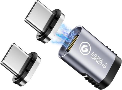 USB C Magnetic Adapter, 240W Straight Angle Magnetic USB-C Adapter 24 Pins with USB4 40Gbps 8K 60Hz for Thunderbolt 3/4, MacBook Pro/Air, PS5 PSVR2, Swtich and More Type C Devices(2 Pack) in Saudi Arabia