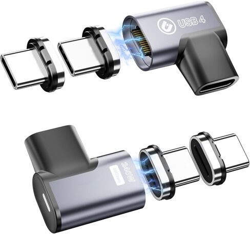 USB C Magnetic Adapter, 240W Straight Angle Magnetic USB-C Adapter 24 Pins with USB4 40Gbps 8K 60Hz for Thunderbolt 3/4, MacBook Pro/Air, PS5 PSVR2, Swtich and More Type C Devices(2 Pack) in Saudi Arabia