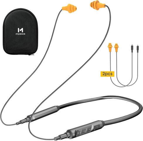 MIPEACE Bluetooth Earplug Headphones, Neckband Ear Protection Work earbuds-29db Noise Reduction Safety Headphones with Replacement Buds,19+Hour Battery for Lawn Mowing DIY(Blue) in Kuwait