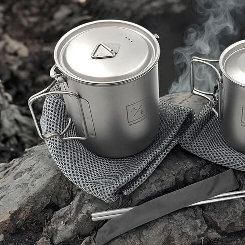 750ml (25.3oz) Titanium Open Flame Compact Ultralight Cup/Pot with Lid, 3.9 in Tall, 3.1 in Diameter, Nylon Travel Case 105 Grams | EVOLY OUTDOORS in Saudi Arabia