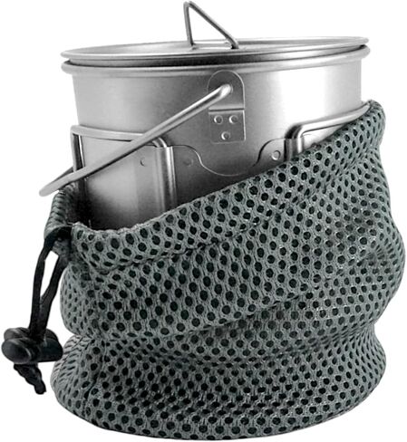 750ml (25.3oz) Titanium Open Flame Compact Ultralight Cup/Pot with Lid, 3.9 in Tall, 3.1 in Diameter, Nylon Travel Case 105 Grams | EVOLY OUTDOORS in Saudi Arabia