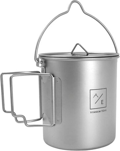 750ml (25.3oz) Titanium Open Flame Compact Ultralight Cup/Pot with Lid, 3.9 in Tall, 3.1 in Diameter, Nylon Travel Case 105 Grams | EVOLY OUTDOORS in Saudi Arabia