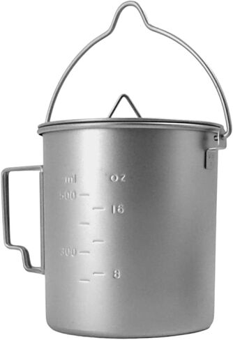 750ml (25.3oz) Titanium Open Flame Compact Ultralight Cup/Pot with Lid, 3.9 in Tall, 3.1 in Diameter, Nylon Travel Case 105 Grams | EVOLY OUTDOORS in Saudi Arabia