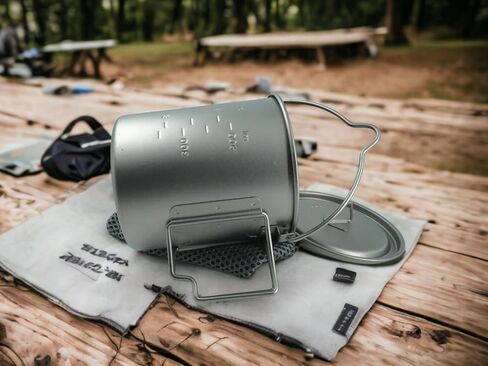 750ml (25.3oz) Titanium Open Flame Compact Ultralight Cup/Pot with Lid, 3.9 in Tall, 3.1 in Diameter, Nylon Travel Case 105 Grams | EVOLY OUTDOORS in Saudi Arabia