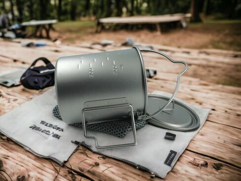 750ml (25.3oz) Titanium Open Flame Compact Ultralight Cup/Pot with Lid, 3.9 in Tall, 3.1 in Diameter, Nylon Travel Case 105 Grams | EVOLY OUTDOORS in Saudi Arabia