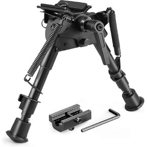 Rifle Bipod 6-9 Inch Adjustable Spring Return Picatinny & Swivel-Stud Sniper Hunting Bipod with Mount Adapter