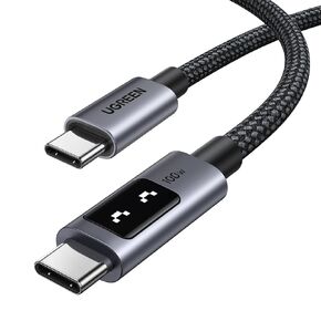 UGREEN Uno USB C to USB C Cable 100W Fast Charging Cable Type C Charging Cord with LED Display for iPhone 16/16 Plus/16 Pro/16 Pro Max/15, MacBook Pro/Air, iPad Pro/Air, Galaxy S24 Ultra 6.6FT Black