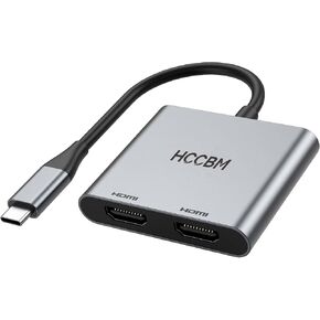 USB C to Dual HDMI Adapter, Dual Monitors Adapter USB C Adapter USB C Hub with 2 HDMI Docking Station 4K @60hz for Laptop HP Dell Surface Lenovo Thinkpad…