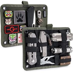 TCM EDC Organizer Board, Backpack Anti-Slip Elastic Woven Board for Travel Gear, Elastic Grid Organizer for Electronics Accessories Travel Cables Chargers and More Green