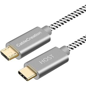 CableCreation Short Micro USB to USB C Cable 0.65 FT, USB C to Micro USB OTG 480Mbps Type C to Micro USB Cable, USB C to USB Micro for MacBook Pro Air Galaxy S22 S21 Pixel 5/4/3 etc. 0.2M Space Gray