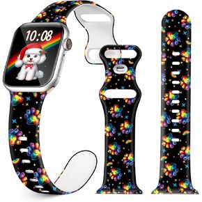 Christmas Fall Halloween Watch Band for Apple Watch, Silicone Holiday Hello Autumn Printed Strap Replacement for iWatch 1 2 3 4 5 6 7 8 Ultra 38mm 40mm 41mm 42mm 44mm 45mm 49mm , Thanksgiving gift for women men