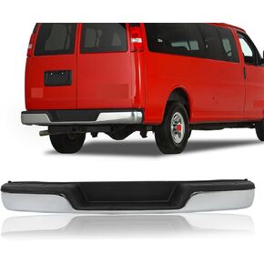 WFLNHB Black Steel Rear Step Bumper Assembly Replacement for 1996-2023 Chevy Express 1500 2500 3500 Savana 1500 2500 3500 GM1103143