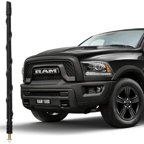 KSaAuto Antenna Accessories for Dodge Ram 1500 2500 3500 2009-2023, 13 Inch Flexible Rubber Ram Replacement Antenna, New Spiral Ram Truck Antenna, Dodge Ram Radio FM/AM Reception, KR-2 (Bevel Head)