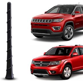 Short Antenna Compatible for Jeep Cherokee Renegade Grand Cherokee, Dodge Journey Crossroad Durango, Chrysler 200 / Spiral Car Roof Rear Antenna Replacement/Design for Radio Signal Reception