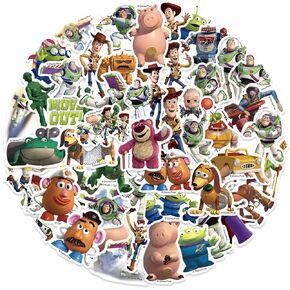 Toy Story Stickers for Kids Water Bottle, 50pcs Cartoon Movie Decal Gifts for Boy, Waterproof Stickers for Teen Laptop, Guitar, Luggage, Skateboard, Phone, Helmet