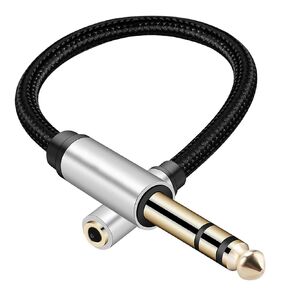 1/4 to 1/8 Headphone Cable Adapter, TRS Auxiliary Aux Cord 6.35mm Male to 3.5mm Female Stereo Jack Audio Adapter for Amplifiers,Guitar, Piano, Home Theater, Braided Cable 1ft (30cm)