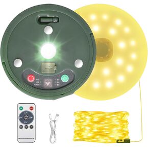 HELESIN Outdoor Waterproof Portable Stowable String Light, 3 in 1 Camping String Lights Outdoor with 8 Lighting Modes, USB Rechargeable Tent Lights for Camping, Hiking, Yard, RV (Warm Light)
