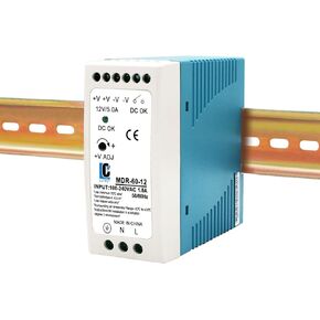 DIN Rail DC 12V Switching Power Supply MDR 60W (Input:100-240VAC,Output:12VDC,50/60HZ) Power Supply Switch Switching Converter (12V 5A)