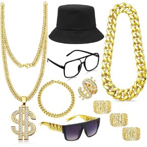 GIFIKOI Hip Hop Costume Kit 80s 90s Rapper Accessories