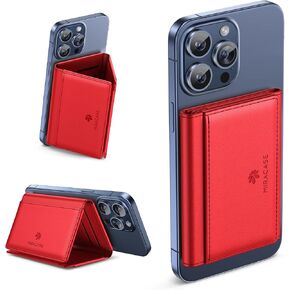 Miracase Magnetic Wallet for Men/Women with Stand, Compatible with MagSafe Wallet, 4+ Cards Phone Wallet, 0.5 inch thick, Card Holder for iPhone 16/15/14/13/12 Series(Red)